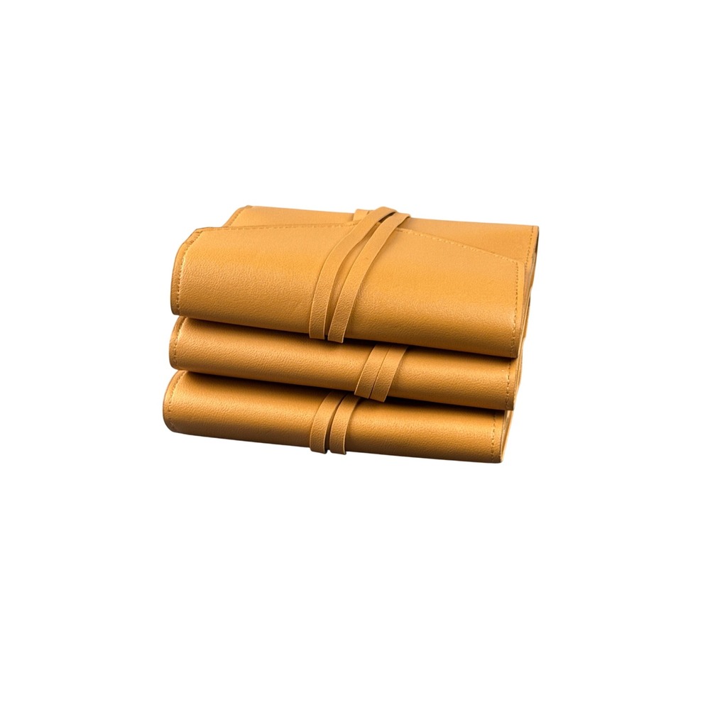 Glass Ladder & Co Tan Leather Roll Up Travel Organizer Bag Pouch